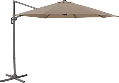 A cantilever umbrella on a white background.