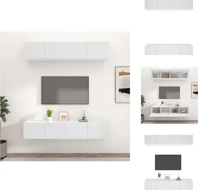 Image de vidaXL Armoires TV 4 pcs. Blanc 80x30x30 cm Bois composite - Meubles TV
