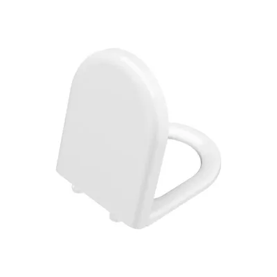 A white toilet seat with a lid, shown from a slightly elevated side angle against a white background.