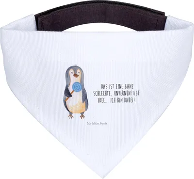 Produktbild von Mr. & Mrs. Panda Halstuch Hund Pinguin Lolli - Weiß - Geschenk, Unvernünftig, Tuch für Hunde, Rabauke, Schal, Hundehalstuch, Spruch, Süßigkeiten, Pinguine
