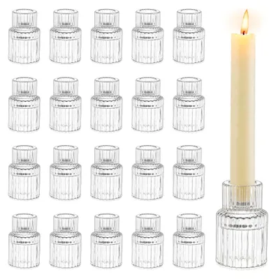 Produktbild von Glas-Kerzenhalter für Stabkerzen - 20er Set Klein für Tischdekoration