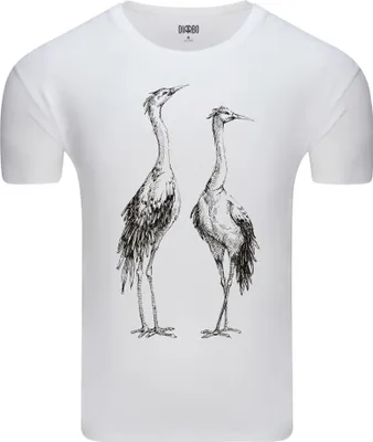 Produktbild von Diarbo Herren T-Shirt mit Tierliebhaber Druck Kraniche Weiß Gr.XXL