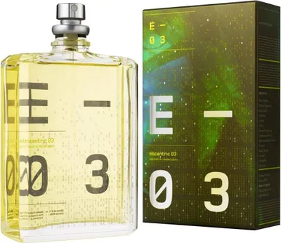 Zdjęcie produktu dla Escentric Molecules Escentric 03, Unisex, 100 ml, Butelka jednorazowa, Imbir, Limonka, Pieprz, Jaśmin, Orris, Herbata, Cedr, Piżmo, Drzewo sandałowe, Wetiwer