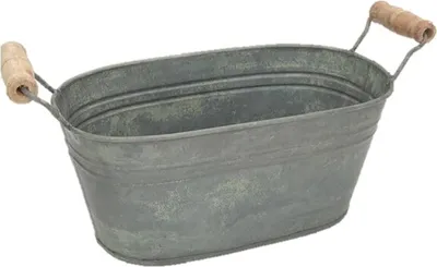 Produktbild von Metall ovale Form Pflanze Blumentopf Garten Pflanzer Eimer Aufbewahrungskorb Behaelter
