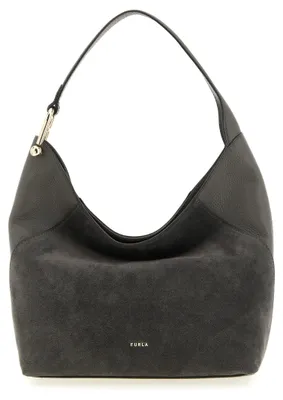 Image de Furla Lara M hobo daim et cuir gris, Arcosfera dorée