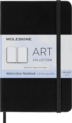 Productafbeelding van Moleskine 8058647626741: Aquarelnotitieboek, formaat A6, 200 g/m², hardcover, zwart