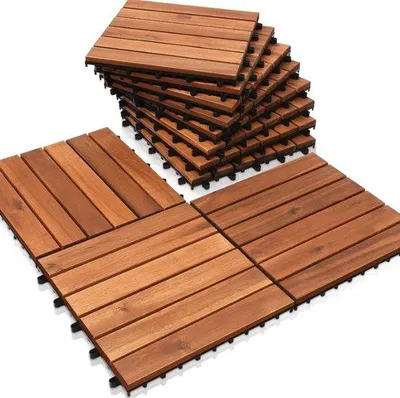 Productafbeelding van Famanu terrastegels, 11 stuks, 1 m² - Akaziahout, bruin, 30 cm x 30 cm x 2,4 cm