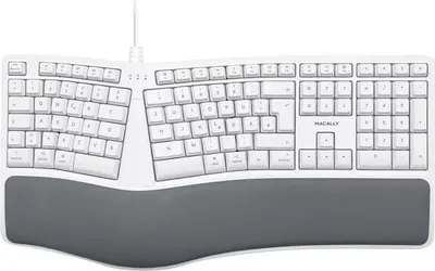 Produktbild von MERGOKEY-DE, ergonomische USB-A-Tastatur Handballenauflage,QWERTZ Layout Umlaut