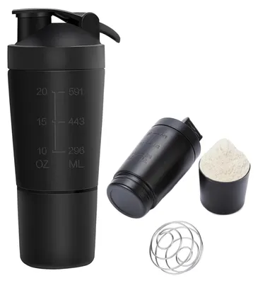 Image de Shaker protéiné à double paroi et à couvercle – Sans BPA – 600 ml