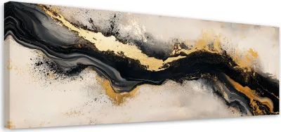 Produktbild von Leinwandbild Beige Schwarz Golden Glamourös 150x50 Feeby Beige bild für die wand bereit zum aufhängen