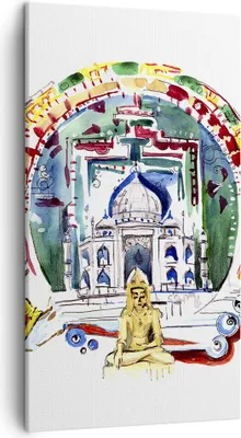 Produktbild von Bild auf Leinwand - Leinwandbild - Elefanten Indien Religion Kultur - 45x80cm - Wand Bild - Wanddeko - Leinwanddruck - Bilder - Kunstdruck - Wanddekoration - Leinwand bilder - Wandkunst - PA45x80-2980