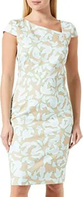 Produktbild von Comma Kleid aus Baumwollsatin mit asymmetrischem Ausschnitt und Kappärmeln