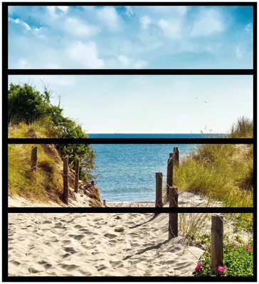 Produktbild von Wallario Möbelfolie / Aufkleber, geeignet für Ikea Malm Kommode mit 4 Schubfächern - Auf dem Sandweg zum Strand