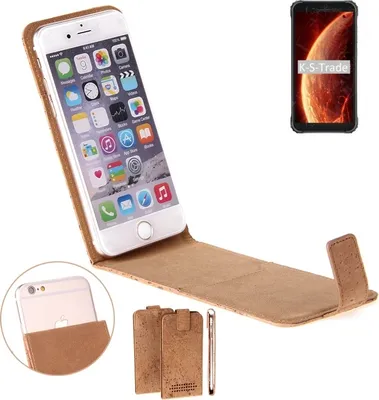 Produktbild von K-S-Trade Handyhülle kompatibel mit Blackview BV4900 Kork Hülle Flipstyle Case Schutzhülle Kork Case Hülle Flip cover Klapphülle Klapp, braun 1x