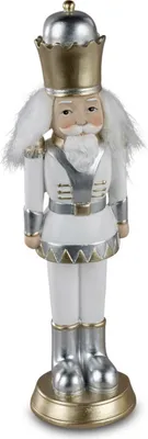 Produktbild von Dekofigur Nussknacker NOSTALGIE 23cm silber weiß gold aus Kunststein Formano W21