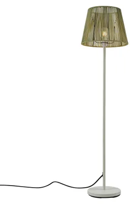 Zdjęcie produktu dla Zewnętrzna lampa podłogowa biała z zielonym kloszem ze sznura IP44 - Virginia Jayla