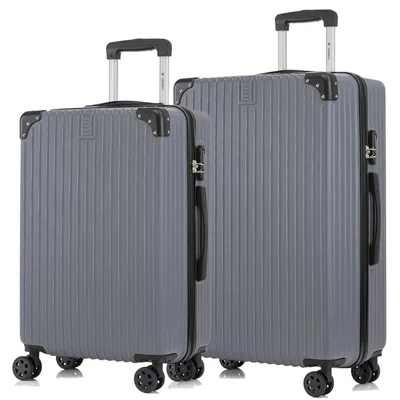 Produktbild von Suitcase Set, Rollkoffer Handgepäck, Kofferset, mit 4 Rollen 360°, Hartschalenreise Zahlenschloss, Weicher Gummigriff (2er Set, L&XL, Grau)