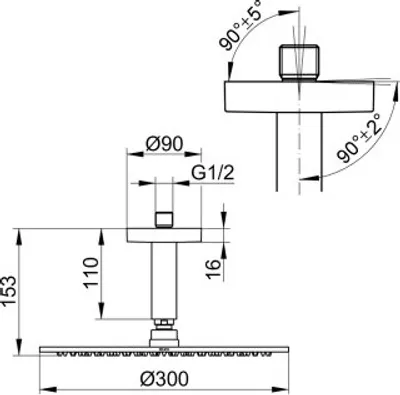 Produktbild von KEUCO 59084010101 Set Brausearm Decke Edition 90 59084,