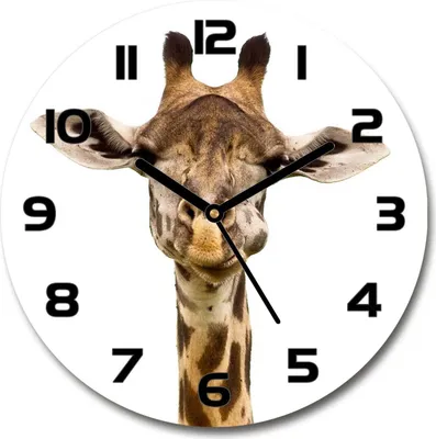 Produktbild von Wanduhr aus Glas 30fi Glasbild Glasuhr Gehärtetes Glas - schwarze-zeiger - Giraffe