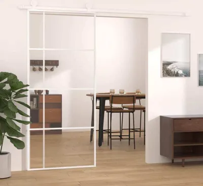 Zdjęcie produktu dla Drzwi przesuwne ESG szkło i aluminium 90x205 cm Biały