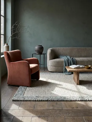 Produktbild von Teppich Polyester Kurzflor Unifarben Blau-Natur 160x230 cm Wohnbereich Essbereich Skandinavisch MOAT | Kadima Design