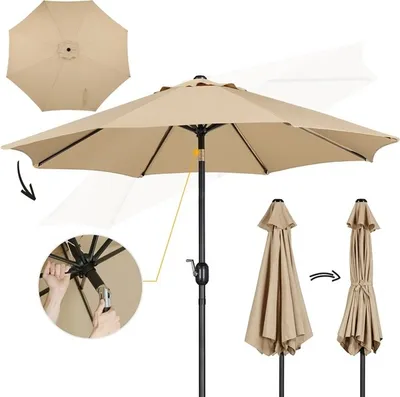 Produktbild von Yaheetech Sonnenschirm ø 270 cm Gartenschirm Knickbarer Marktschirm Kurbelschirm mit Kurbelvorrichtung