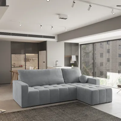 Produktbild von Masseno Ecksofa VOLIRA mit Schlaffunktion L-Form, Sofa mit Bettkasten, Wohnzimmersofa, Couch, Soffa, Bettsofa, Couchgarnitur- Hellgrau, PAROS 05