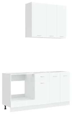 Image de vidaXL Ensemble de cuisine LYON, 5 pièces, blanc, matériau de bois