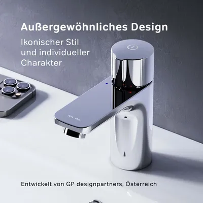 Produktbild von Badarmatur mit Pop-Up Ablaufventil für Waschbecken Wasserhahn Bad Chrom Waschtischarmatur mit Ablaufgarnitur Ventil Ablauf