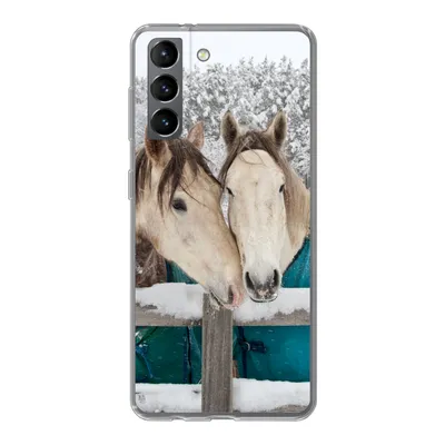 Produktbild von MuchoWow® Handyhülle Schutzhülle Hülle für Samsung Galaxy S21 Pferde - Decke - Schnee Silikon Softcase Handy Hülle - Softcase