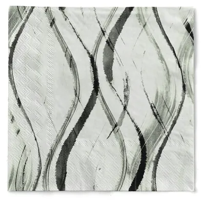 Produktbild von MANK Serviette Albi in Salbei-Schwarz aus Tissue 3-lagig, 40 x 40 cm, 1/4 Falz, 100 Stück