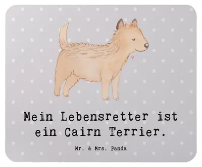 Produktbild von Mr. & Mrs. Panda Mouse Pad Cairn Terrier Lebensretter - Grau Pastell - Geschenk, pc mousepad, Mauspad, laptop