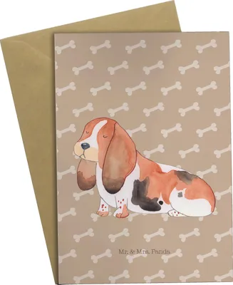 Produktbild von Mr. & Mrs. Panda Grußkarte Hund Basset Hound - Hundeglück - Geschenk, Hundeliebe, vatertagskarte, Sprüche, Süß, Klappkarte, weihnachtskarten, einladungskarten