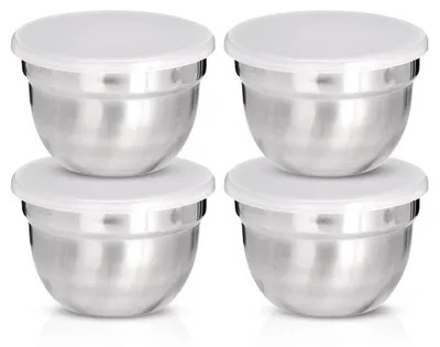 Produktbild von Saucenschalen aus Edelstahl mit Deckel, 200 ml, 4er-Set