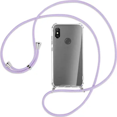 Produktbild von Handykette Backcover-Schutzhülle mit Band (Metall silberfarben) für Xiaomi Redmi Note 6 Pro - violett