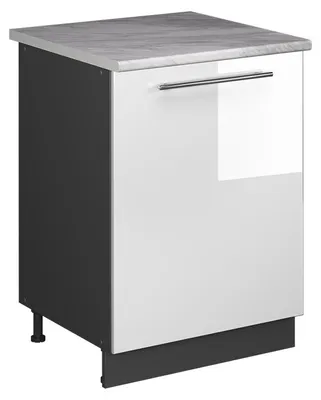 Image de Meuble bas sous-évier Vicco Fame-Line Blanc Haute brillance/Anthracite 60cm, Model 63438