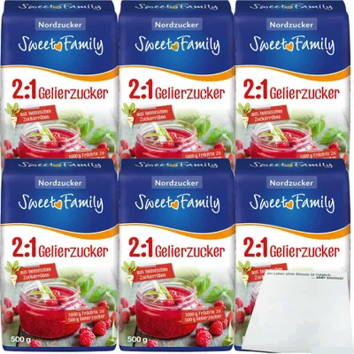 Produktbild von Sweet Family Gelierzucker 2zu1 6er Pack (6x500g Packung) + usy Block