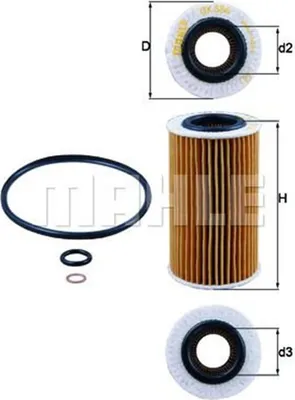 Produktbild von Ölfilter MAHLE OX 384D Filtereinsatz für HYUNDAI TUCSON (JM) für KIA SPORTAGE (JE, KM) für JEEP CHEROKEE (KJ) für CHRYSLER VOYAGER IV (RG, RS)