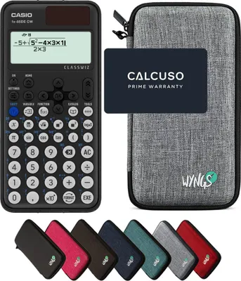 Produktbild von Casio fx-85DE CW ClassWiz inkl. WYNGS Schutztasche Hellgrau - Wissenschaftlicher Taschenrechner - Basic Set