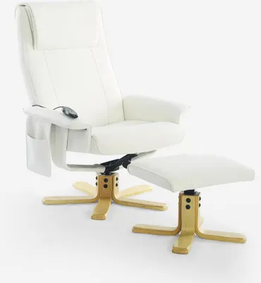 Image de Fauteuil avec massage ergonomique et chauffage et repose-pieds Myron - Blanc