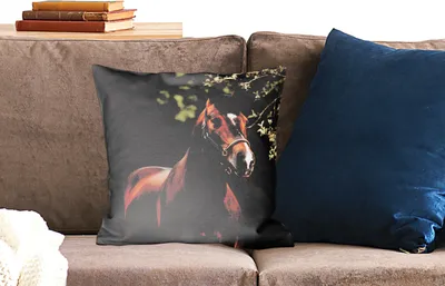 Produktbild von MuchoWow® Zierkissen Sofakissen Wohnzimmer Dekokissen 45x45 cm Pferd - Äste - Porträt - Schlafpolster - Polster für das Sofa