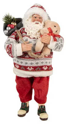 Immagine prodotto di Clayre & Eef decorazione natalizia figura Babbo Natale 13x10x28 cm rosso tessuto