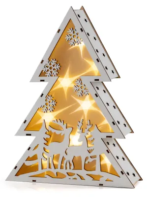 Produktbild von LED Tannenbaum Holz 30 cm warmweiß beleuchtet Deko Aufsteller Weihnachten Winter