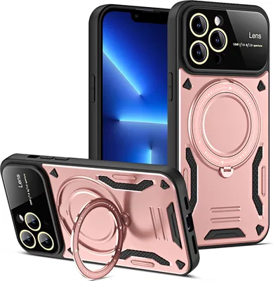 Produktbild von Rüstung Handyhülle für iPhone 13 Pro Dual-Layer Magnetisches Ringhalter Ständer Magsafe Hülle Roségold