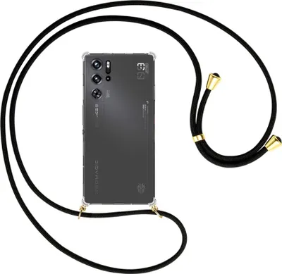 Produktbild von Handykette Backcover-Schutzhülle mit Band (Metall goldfarben) für ZTE nubia Red Magic 9 Pro / Pro Plus - schwarz