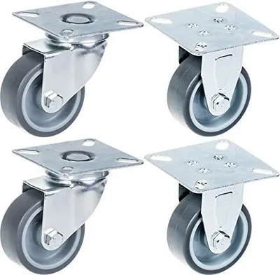 Produktbild von 50 mm 2"-Rollen mit grauem Gummireifen, drehbar und feststehend, 160 kg Tragfähigkeit, 4er-Set