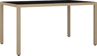 Immagine prodotto di vidaXL Tavolo da giardino con piano in vetro Poli rattan beige e vetro temperato
