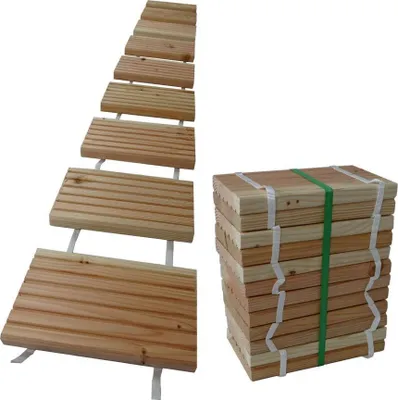 Produktbild von Rollweg aus Lärchenholz Gartentritte Trittplatten aus Holz Fliesen Weg im Garten Maße: 250 x 25 cm