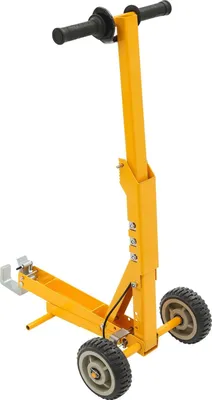 Obrázok produktu pre Zdvihák na kosačky – zdvihák na vozidlá pre kosačky – nosnosť 360 kg – rozmer 60x38x91 cm – s pedálom – s kolesami – žltá farba