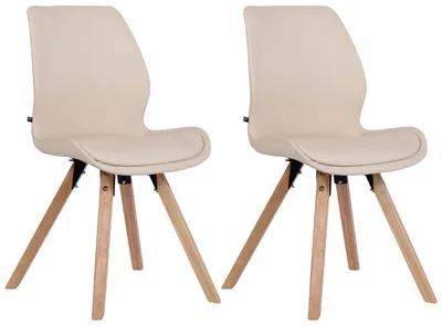 Produktbild von In And OutdoorMatch Stuhl Carmella – Beige – 2er-Set – Kunstleder – Hochwertige Polsterung – Stilvoller Stuhl –  Optik